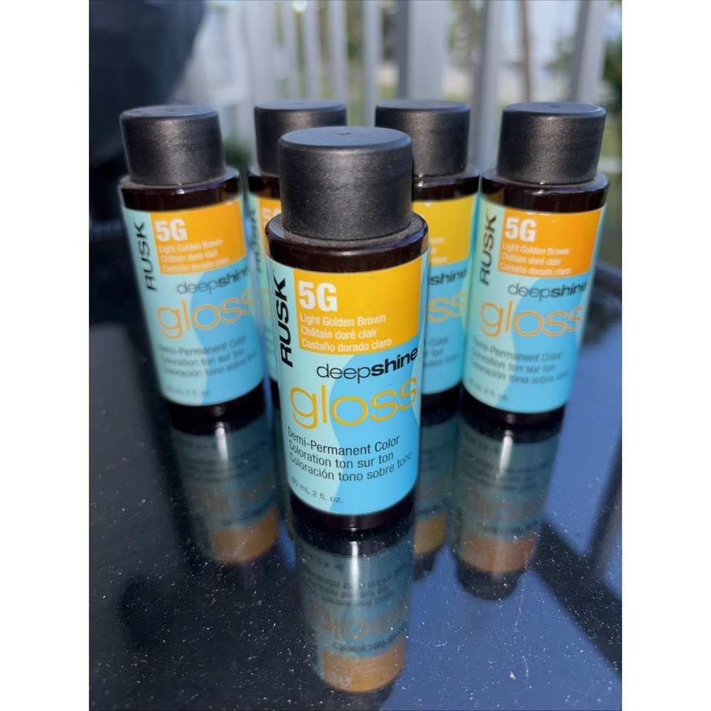 Rusk Deepshine Gloss Demi-Permanent Color - 5G Light Golden Brown 60 ml Lot Of 5